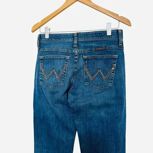 Wrangler Q-Baby Riding Jeans No Gap Waistband Mid rise Bootcut Size 3/4x36 - Picture 9 of 9